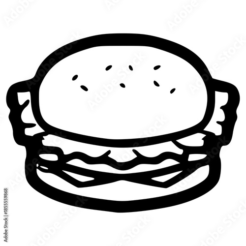 doodle burger illustration hand drawn outline vector