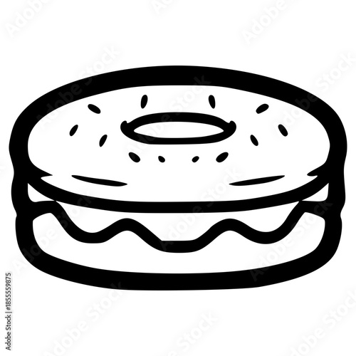 doodle bagel illustration hand drawn outline vector