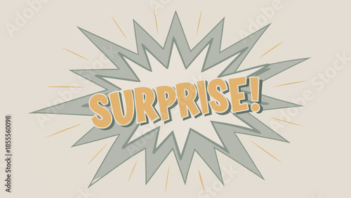 Exciting comic style surprise announcement with grey explosion and yellow text