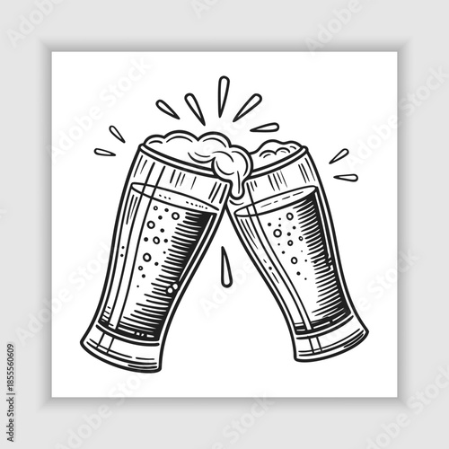 Hand-drawn beer mugs illustration