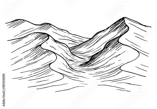 Desert dune hand drawn simple sketch vector illustration