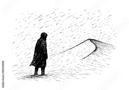 Desert dune hand drawn simple sketch vector illustration