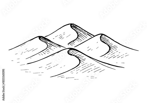Desert dune hand drawn simple sketch vector illustration