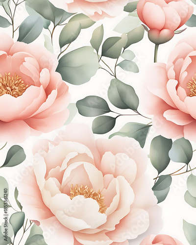 Floral or leaf pattern background suitable for wallpaper, fabric, or decorative design. Soft colors and natural style, ideal for digital and print use.