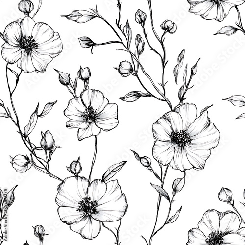 Floral or leaf pattern background suitable for wallpaper, fabric, or decorative design. Soft colors and natural style, ideal for digital and print use.