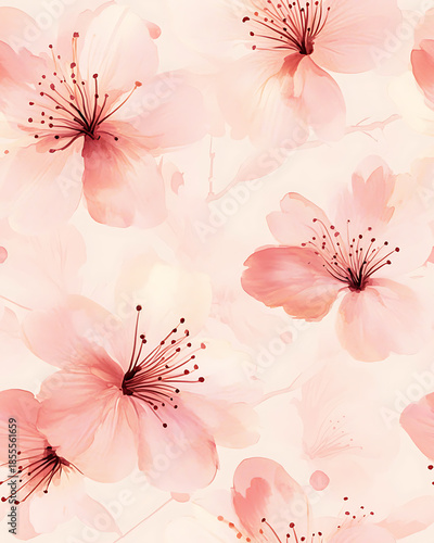 Floral or leaf pattern background suitable for wallpaper, fabric, or decorative design. Soft colors and natural style, ideal for digital and print use.