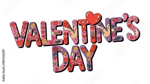 Valentine's Day: A vibrant design spells out Valentine's Day with a heart-shaped motif, perfect for expressing love and affection.