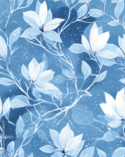 Floral or leaf pattern background suitable for wallpaper, fabric, or decorative design. Soft colors and natural style, ideal for digital and print use.