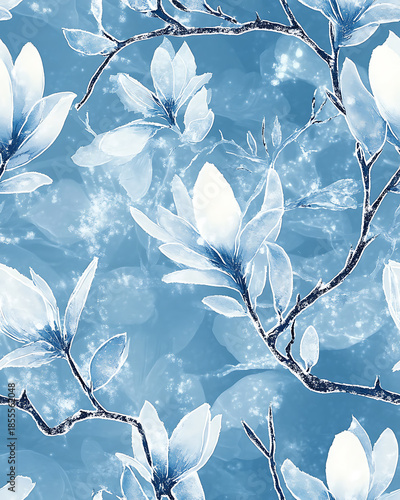 Floral or leaf pattern background suitable for wallpaper, fabric, or decorative design. Soft colors and natural style, ideal for digital and print use.