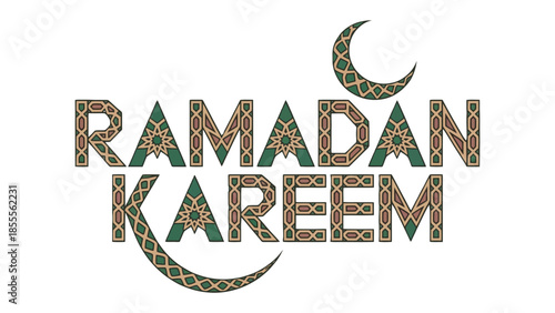 Ramadan Kareem: A beautifully designed festive emblem, expressing the spirit of the holy month. Featuring the crescent moon and intricate decorative details.