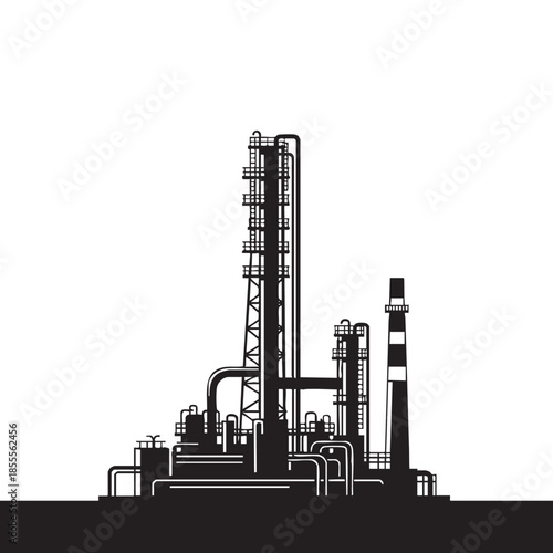 IndustrialFactorySilhouetteOnTransparentBackground