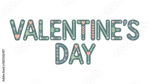 Valentine's Day Typography: A beautifully crafted typographic design celebrates love, featuring intricate patterns and soft color palettes, conveying a message of affection and romance.