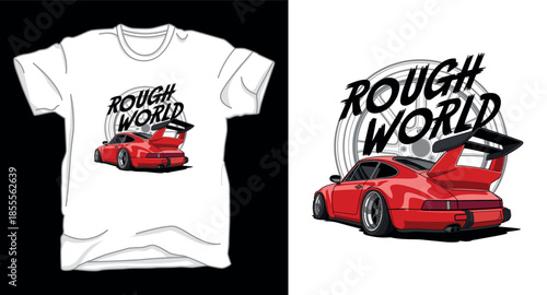Rough world racing car graphic art vector t-shirt design print template