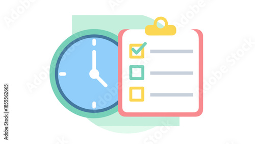 Time Management and Task Checklist Icon  Productivity Planning  Deadline Concept logotype icon ilust.