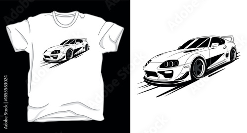 Racing car graphic vector art t-shirt design print template