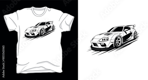Racing car graphic vector art t-shirt design print template