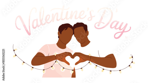 Love's Embrace: Two figures express affection with hand gesture during the Valentine's day, sharing a tender moment of togetherness and love with a heartwarming gesture.