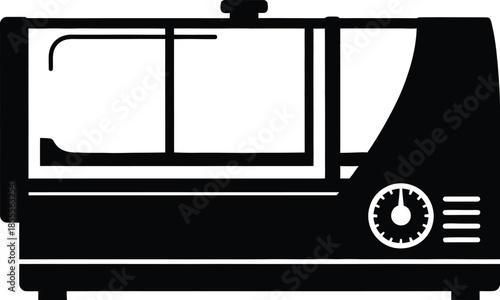 Professional hyperbaric oxygen therapy chamber silhouette icon for medical healthcare wellness treatment and respiratory recovery equipment isolated on white background vector.