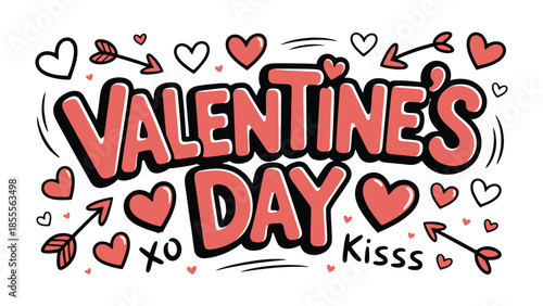 Valentine's Day Icon: A vibrant Valentine's Day illustration, brimming with heart, arrows, and festive flair, conveying the spirit of love and affection.