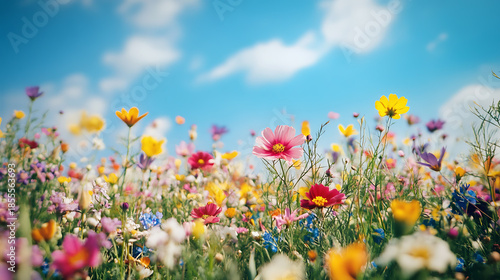 A beautiful floral scene featuring colorful and delicate flowers in a natural setting