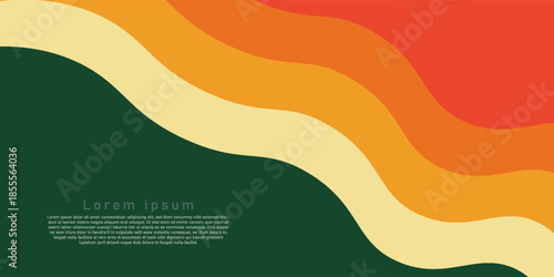abstract background with curve and wave in layer of color from orange to dark green can be use for technolgy and energy company presentation advertisement food and drinking product label vector eps.