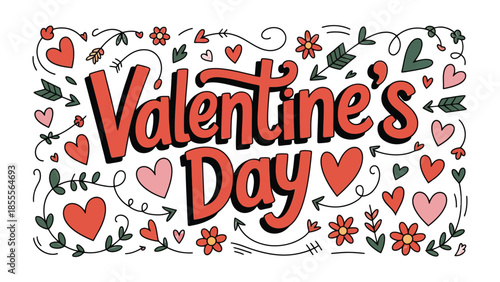 Valentine's Day Design: A vibrant Valentine's Day design, radiating love with hearts, arrows, and floral motifs, all beautifully composed to express the warmth and affection of the special day.