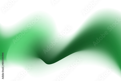 Abstract Christmas green wave form, blurred gradient texture, isolate design element. Fluid emerald green watercolor brushstroke blurry shape. Aesthetic flowing lights decoration.