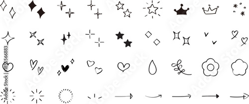 Collection of Hand Drawn Doodle Sparkles Symbols Isolated on White Background Vector Illustration for Decoration Design and Holiday Illustration