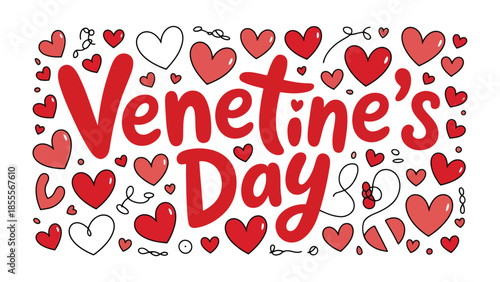 Valentine's Day Greeting Card: A vibrant, handcrafted illustration overflowing with love, featuring hearts. The celebratory design embodies the spirit of connection and affection