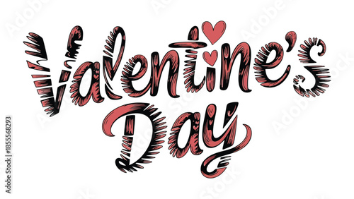 Valentine's Day: A beautiful valentine day greeting with calligraphy style. The words 'Valentine's Day' are creatively designed in a romantic and artistic way, a symbol of love and affection.