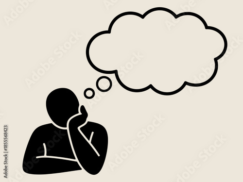 A person thinking with a thought bubble above their head.