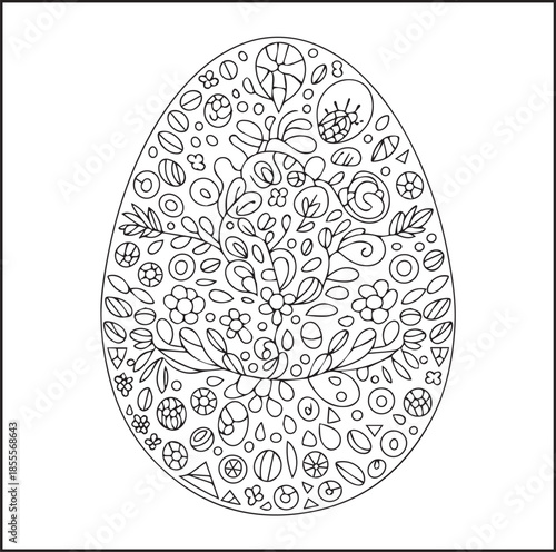 Happy easter day coloring page for kids and adults black line art illustration for print ready vector elements