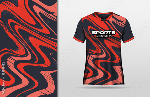 Abstract black and red wavy background for sports jersey design