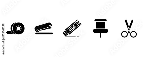 Solid Style Desk Utility and Stationery Icon Pack