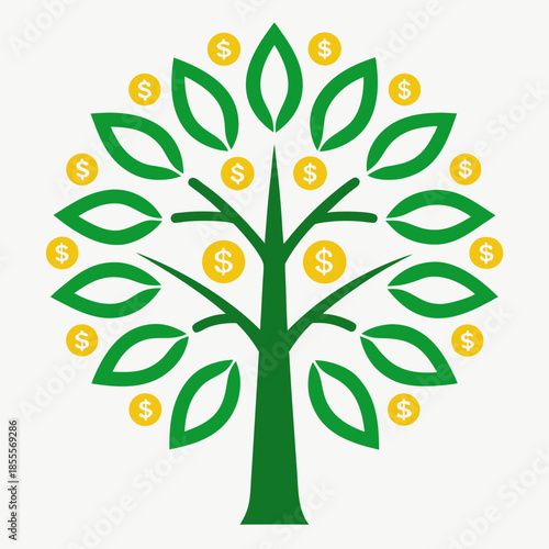Financial Growth Concept With Money Tree And Currency