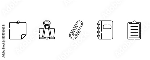 Outline Stationery and Document Holder Icon Set