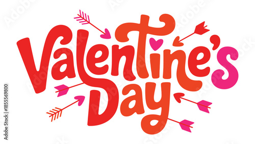 Valentine's Day typography: Celebrate love with vibrant typography. Hearts and arrows illustrate the spirit of Valentine's Day. 