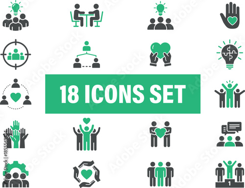 Community Icons Set. Including Collaboration, Support, Teamwork, business, social media, discussion, 
connection and more. Solid vector icons set