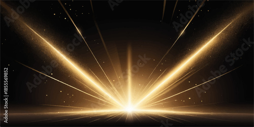 Abstract glowing star burst of blue light in a dark night sky background, a bright ray of color, energy, and shine for disco and Christmas design