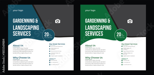 Lawn and gardening services social media post design, Landscaping service social media post, garden, agro farm, agriculture, farming web banner or ads Lawn and gardening social media post design with 