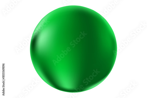Cute green glowing magic sphere or planet isolated, transparent background. Cute 3d glass sphere icon or bubble with blurred texture. Aesthetic watercolor gradient round shape design element.