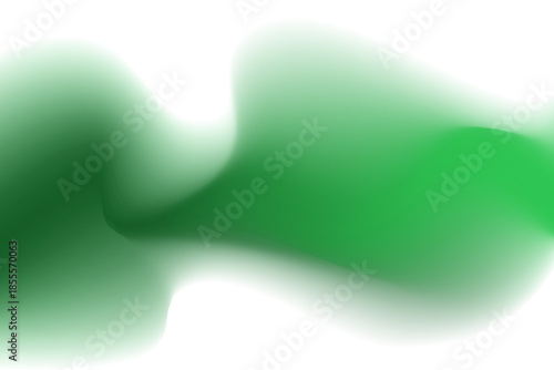 Abstract Christmas green wave form, blurred gradient texture, isolate design element. Fluid emerald green watercolor brushstroke blurry shape. Aesthetic flowing lights decoration.