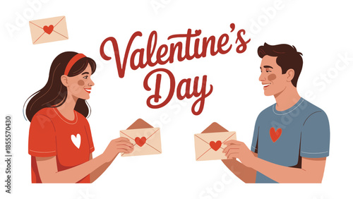 Love's Messenger: A tender exchange of letters on Valentine's Day, symbolizing heartfelt affection and romantic sentiments.