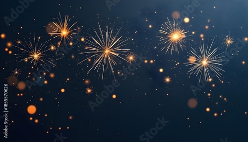 Polished surface background with floating soft glowing fireworks streaks muted warm beige tones ambient lighting and centered 2026 number elegant festive design