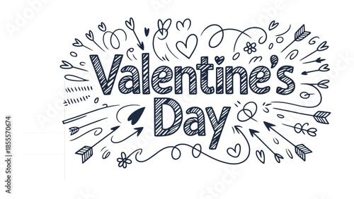 Valentine's Day Doodle: Whimsical illustrations and hand-drawn elements, perfect for celebrating love and affection. Embrace the spirit of romance. 