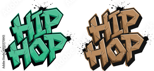  Bold hip hop graffiti text vector, urban street art lettering design, colorful spray paint style typography illustration, modern graffiti word art for poster