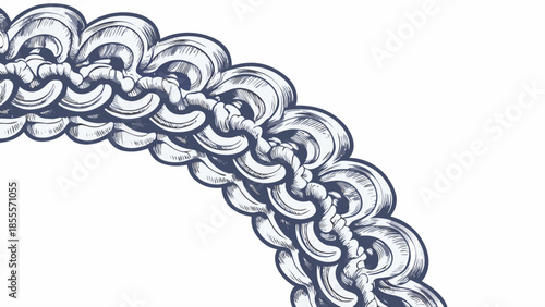 Intricate intertwining flowy abstract art design with smooth curved shapes and lines in gray