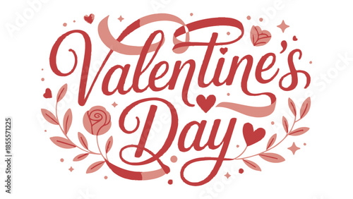 Valentine's Day Emblem of Love: A romantic Valentine's Day emblem, elegantly adorned with hearts, rose, and flourishes, embodying affection and celebration.