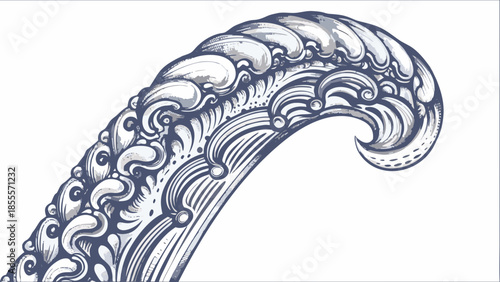 Dreamlike sea wave vector artwork depicting ocean swells in a surreal flat style