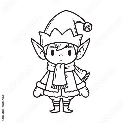 Elf wearing winter outfit isolated on transparent background